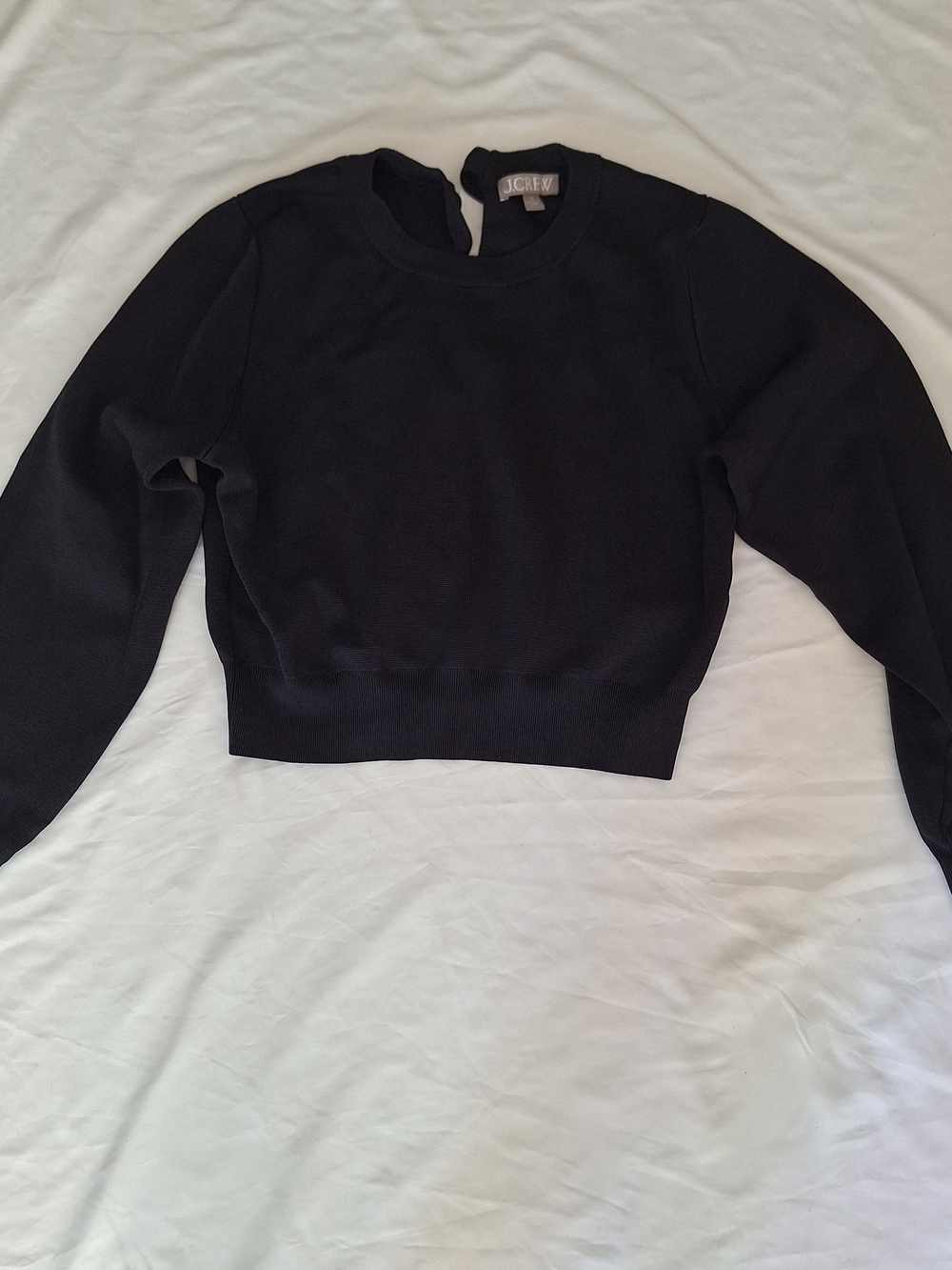 J.Crew Long Sleeve Black Crop Sweater With Tie Back M